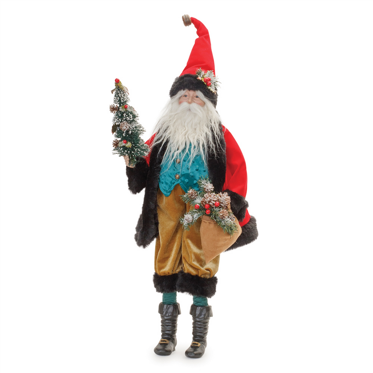 Vintage Santa with Frosted Pine Accents 26.5"H -Ship Only