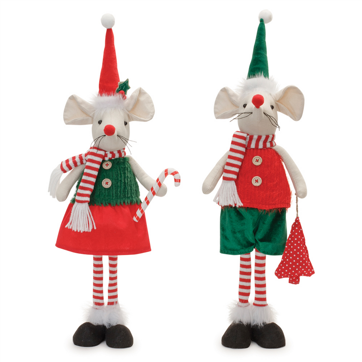 Plush Holiday Mouse Shelf Sitter (Set of 2) -Ship Only