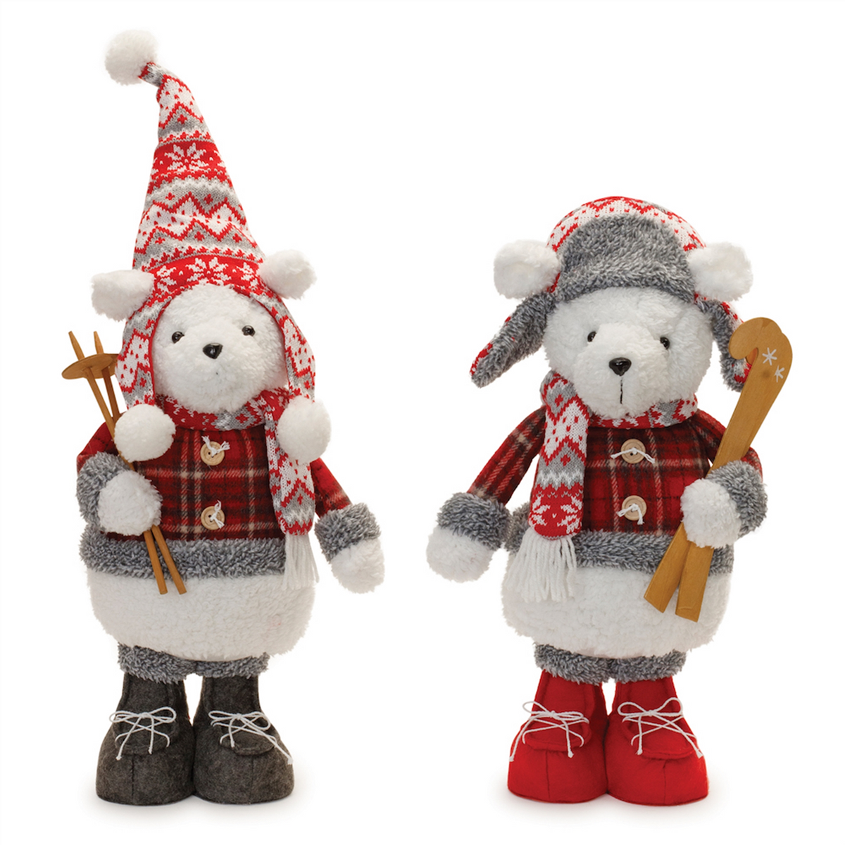 Plush Polar Bear with Skis (Set of 2) -Ship Only