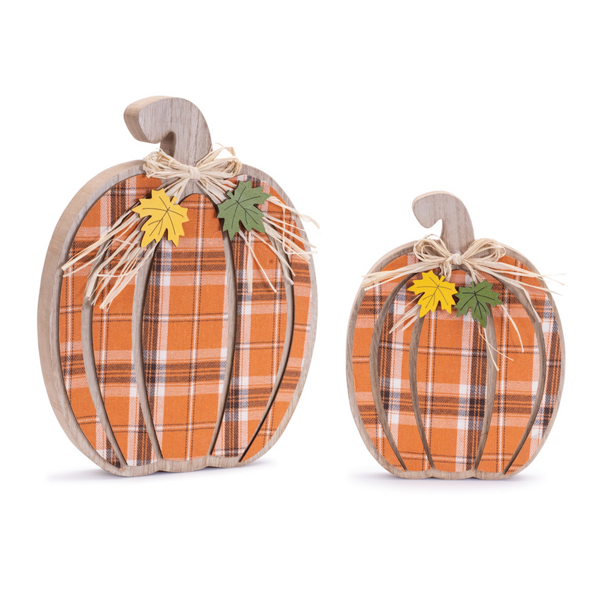 Harvest Plaid Pumpkin Decor (Set of 2) -Ship Only