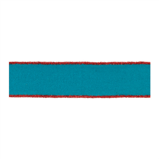 Blue Wool and Red Wired Ribbon (Set of 2) -Ship Only