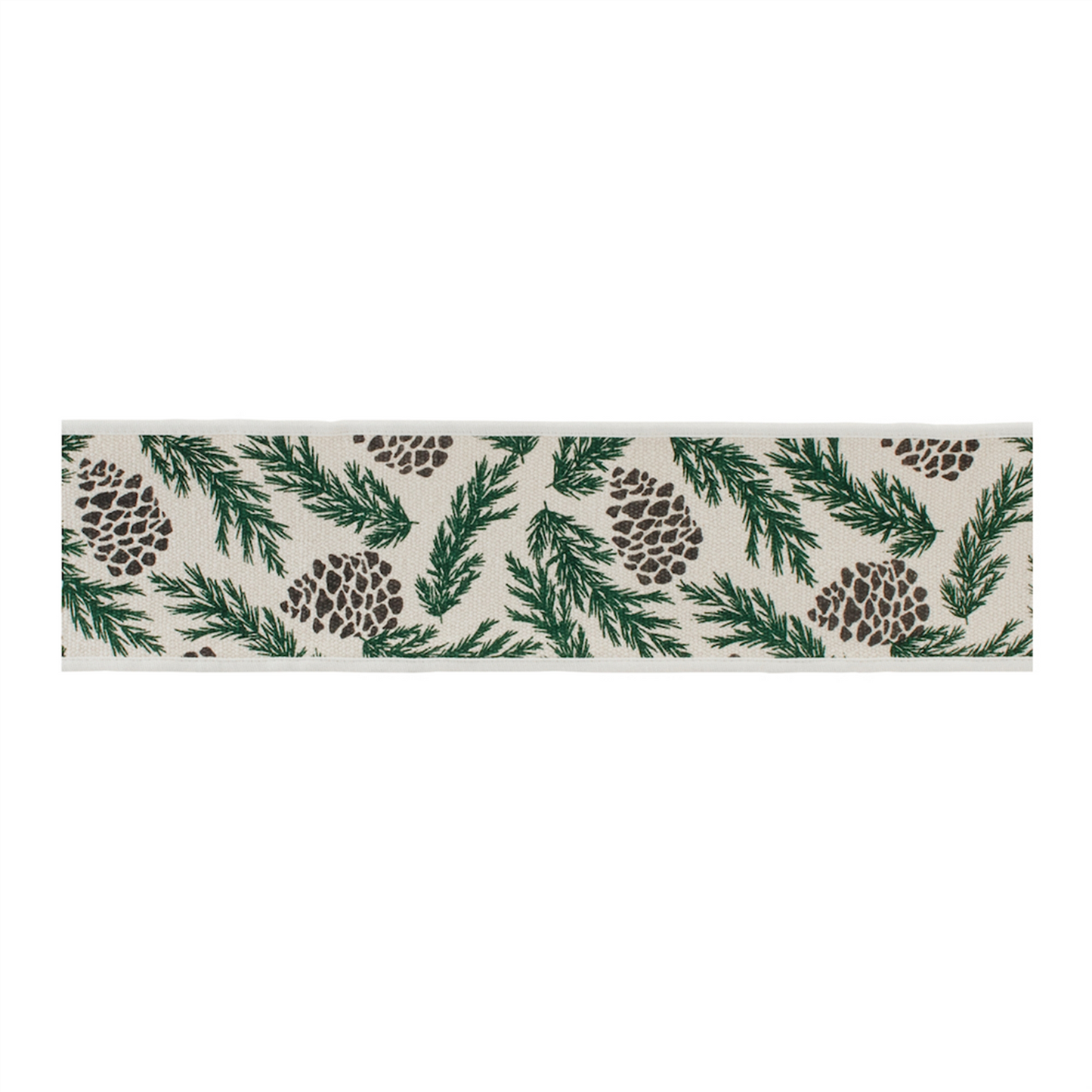 Pine and Pinecone Cotton Wired Ribbon 4" x 5yds -Ship Only