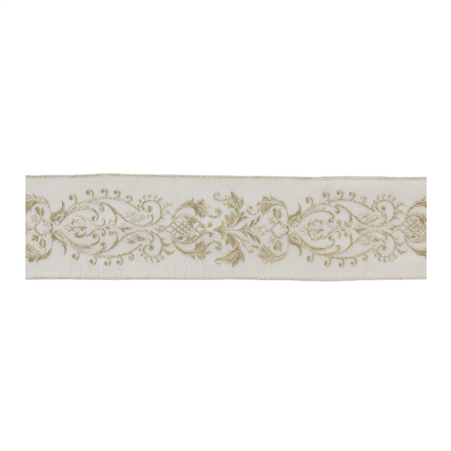 Ornate White Ribbon 4" x 5 Yds. -Ship Only