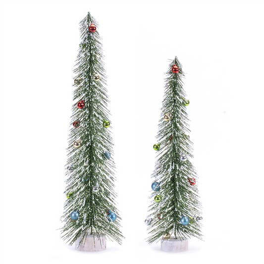 Tree w/Ornaments (Set of 2) 20"H, 24"H PVC/Plastic -Ship Only