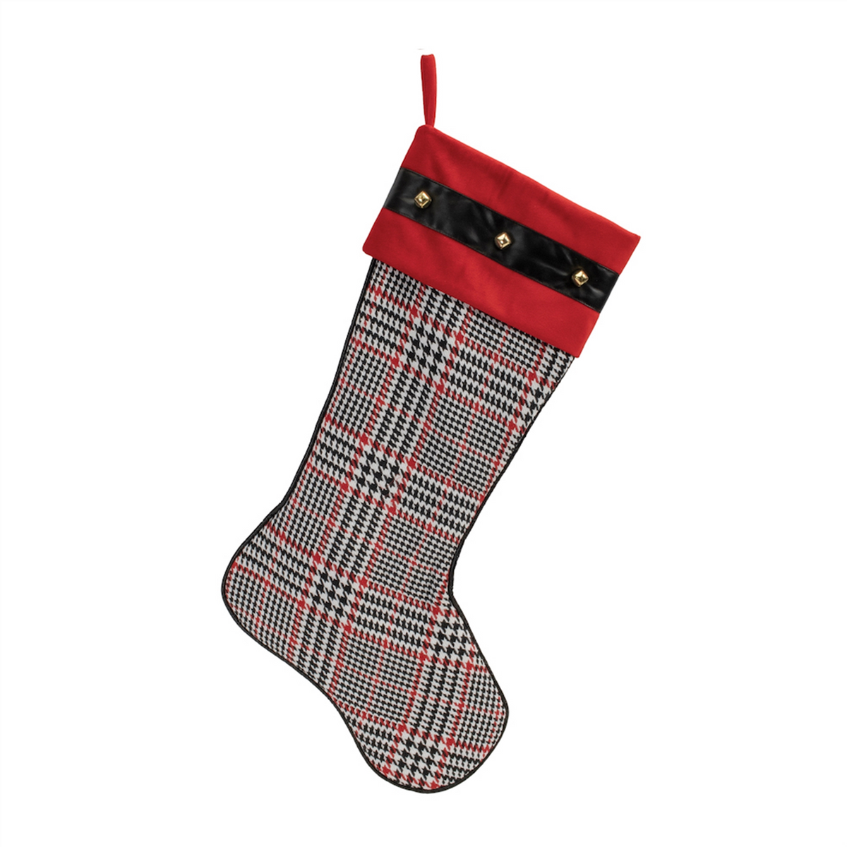 Houndstooth Plaid Holiday Stocking (Set of 3) -Ship Only