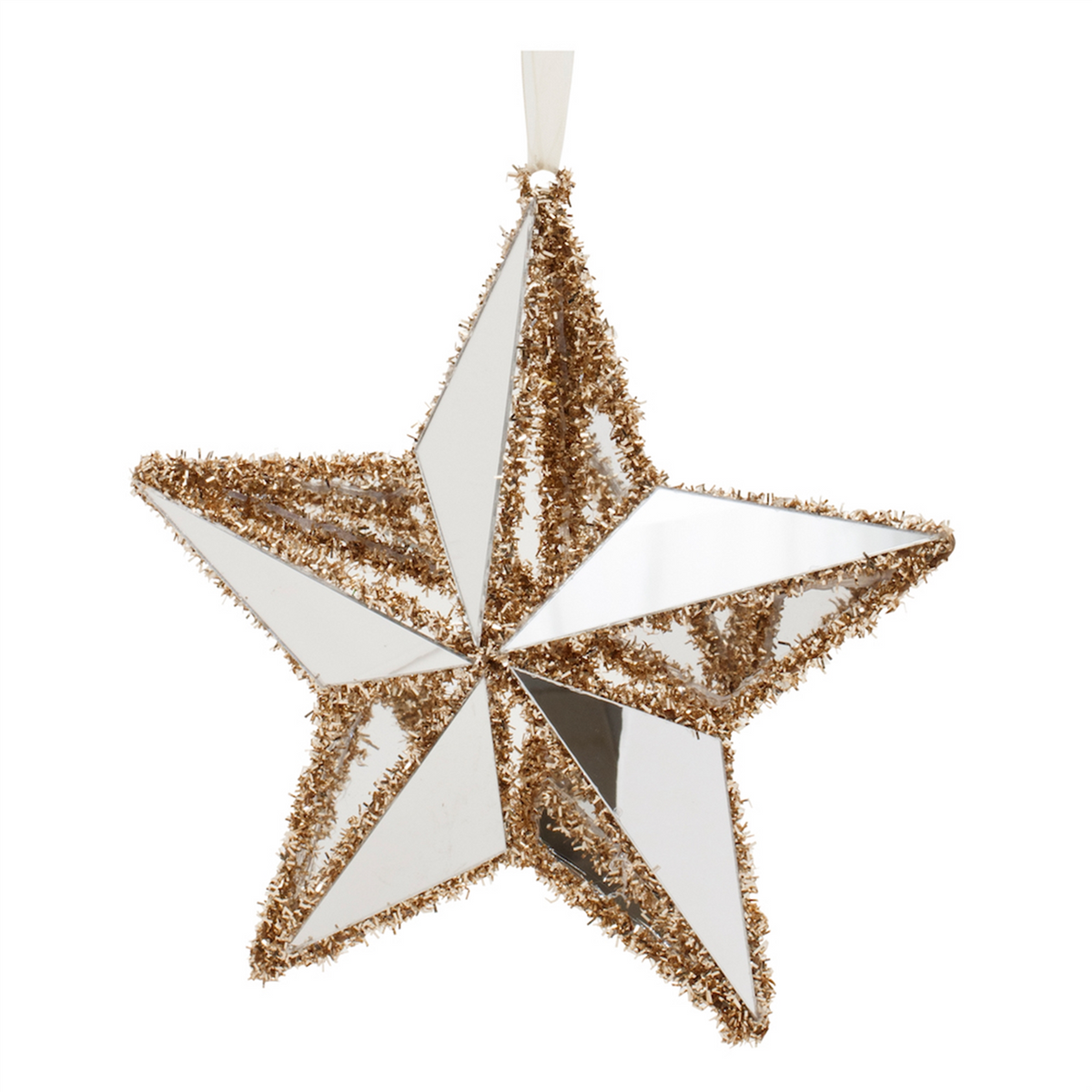 Gold Tinsel Star Ornament (Set of 12) -Ship Only