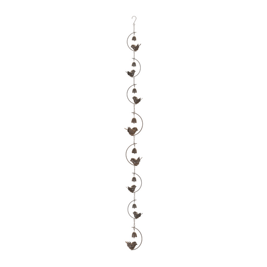 Bird and Bell Rain Chain 70"L -Ship Only