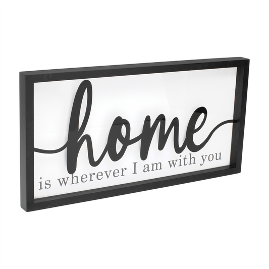 Home Sign 23.5"L x 12.5"H MDF/Glass -Ship Only