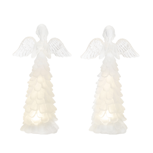 LED Angel (Set of 2) 9.5”H Resin 3 AAA Batteries, Not Included -Ship Only