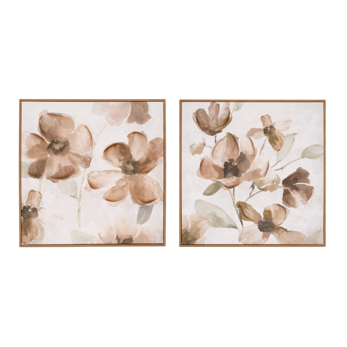 Wood Floral Block Plaque (Set of 2) -Ship Only