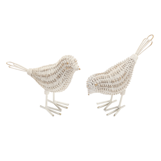Wicker Design Bird Figurine (Set of 4) -Ship Only