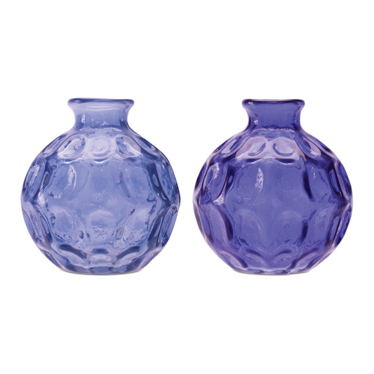 Blue Bubble Glass Bud Vase (Set of 2) -Ship Only