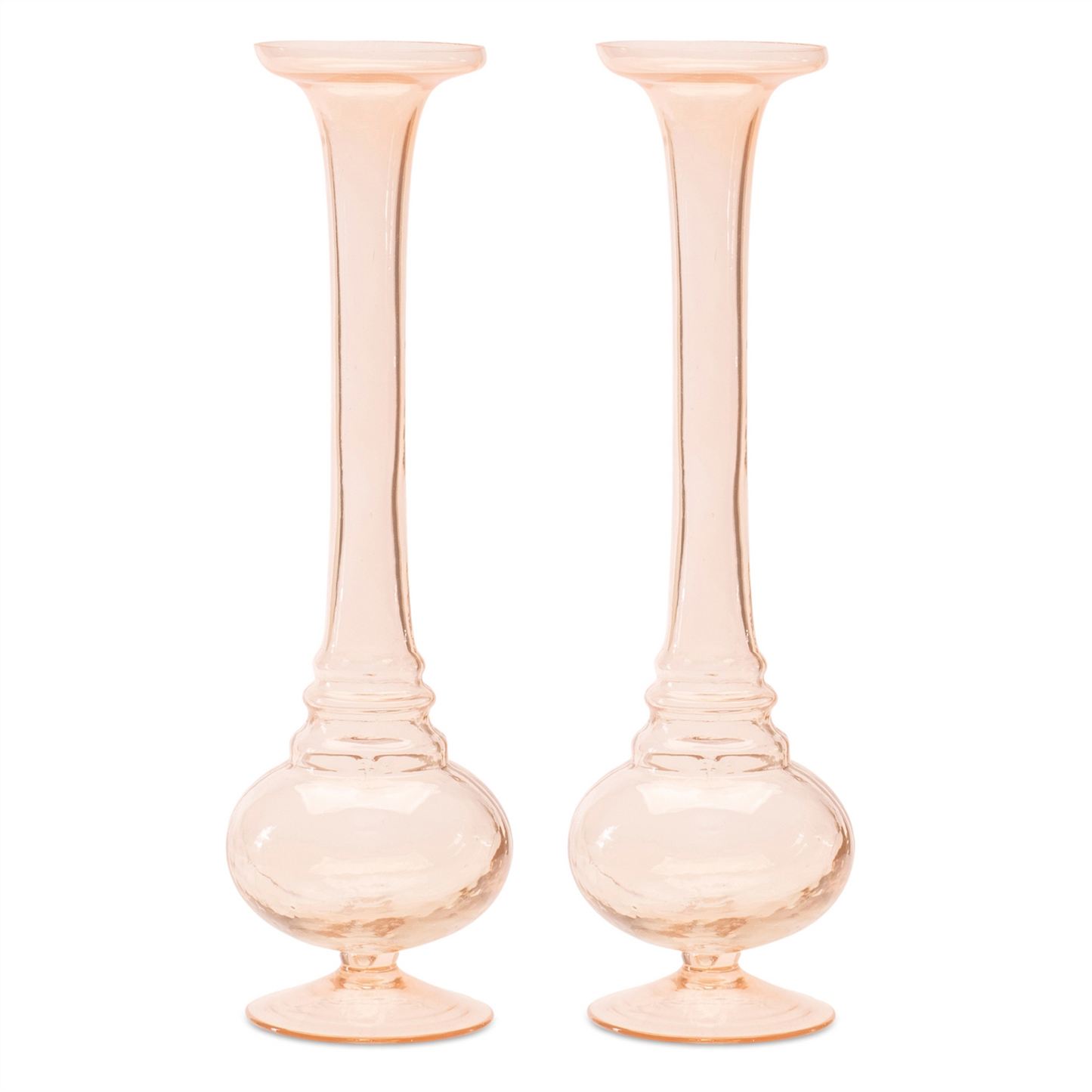 Pink Glass Stem Vase (Set of 2) -Ship Only