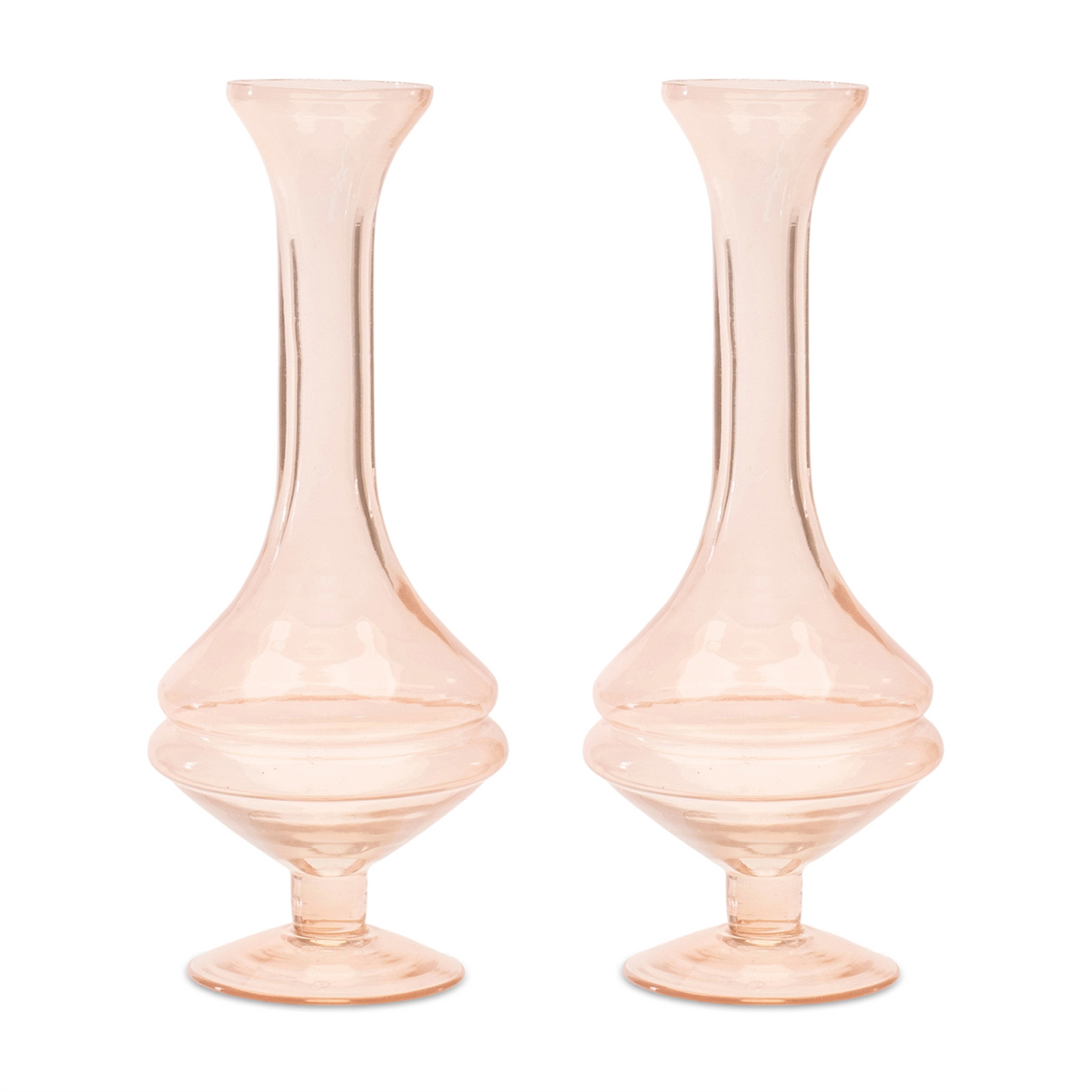Pink Glass Stem Vase (Set of 2) -Ship Only