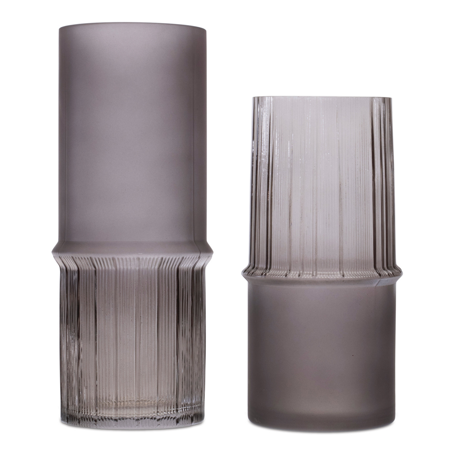 Grey Two-Toned Glass Vase (Set of 2) -Ship Only
