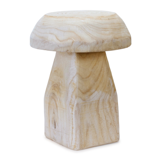 Wood Mushroom Stool 15.5"H -Ship Only