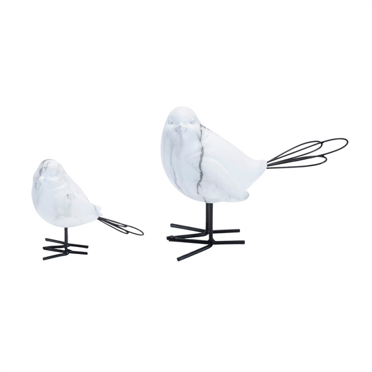 Bird (Set of 4) 3.75"H, 5.5"H Resin/Wire -Ship Only