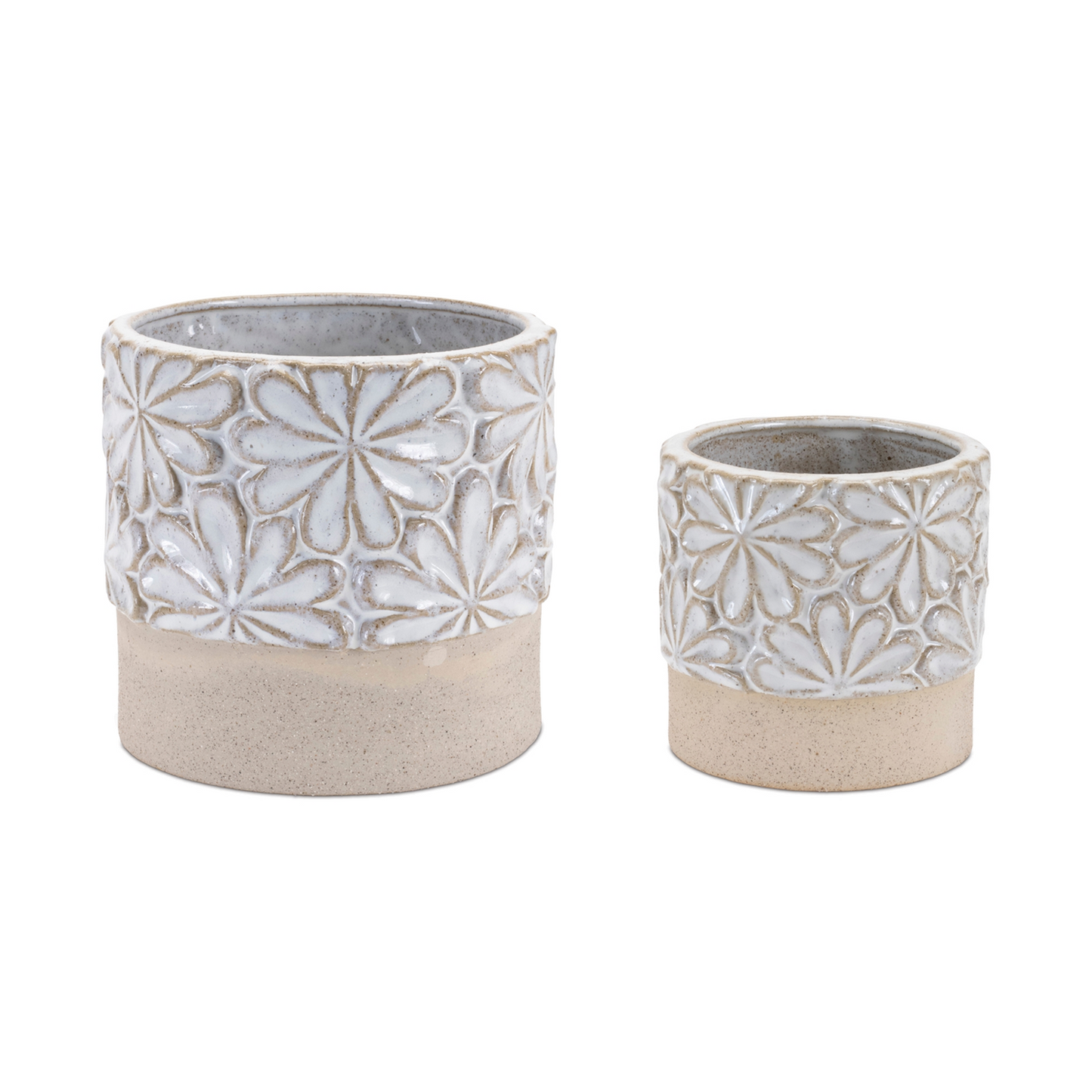 Ceramic Floral Planter (Set of 2) -Ship Only