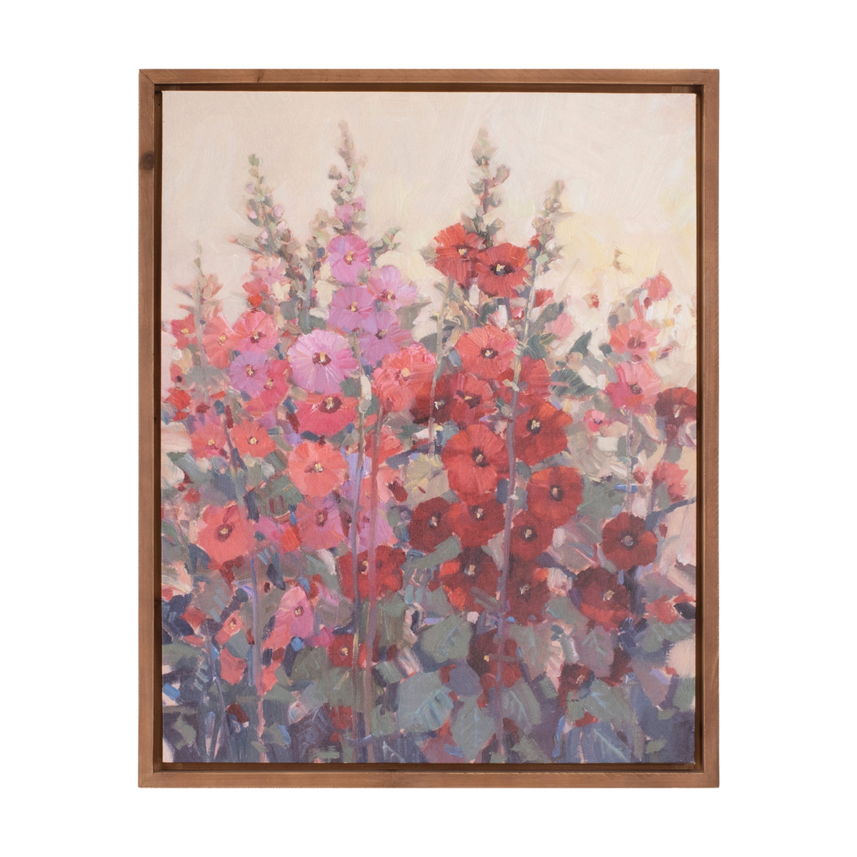 Framed Hollyhock Floral Canvas Art 29"H -Ship Only