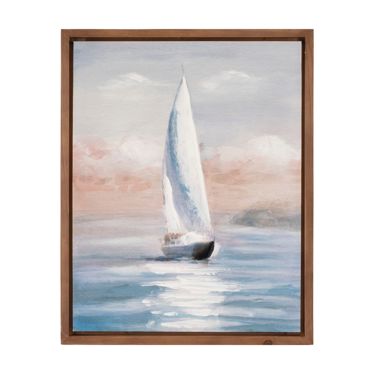 Framed Sailboat Print 19"L x 23.5"H Wood/Canvas -Ship Only