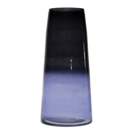 Blue Soda Lime Glass Vase 12.5"H -Ship Only