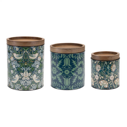 Round William Morris Canister (Set of 3) -Ship Only