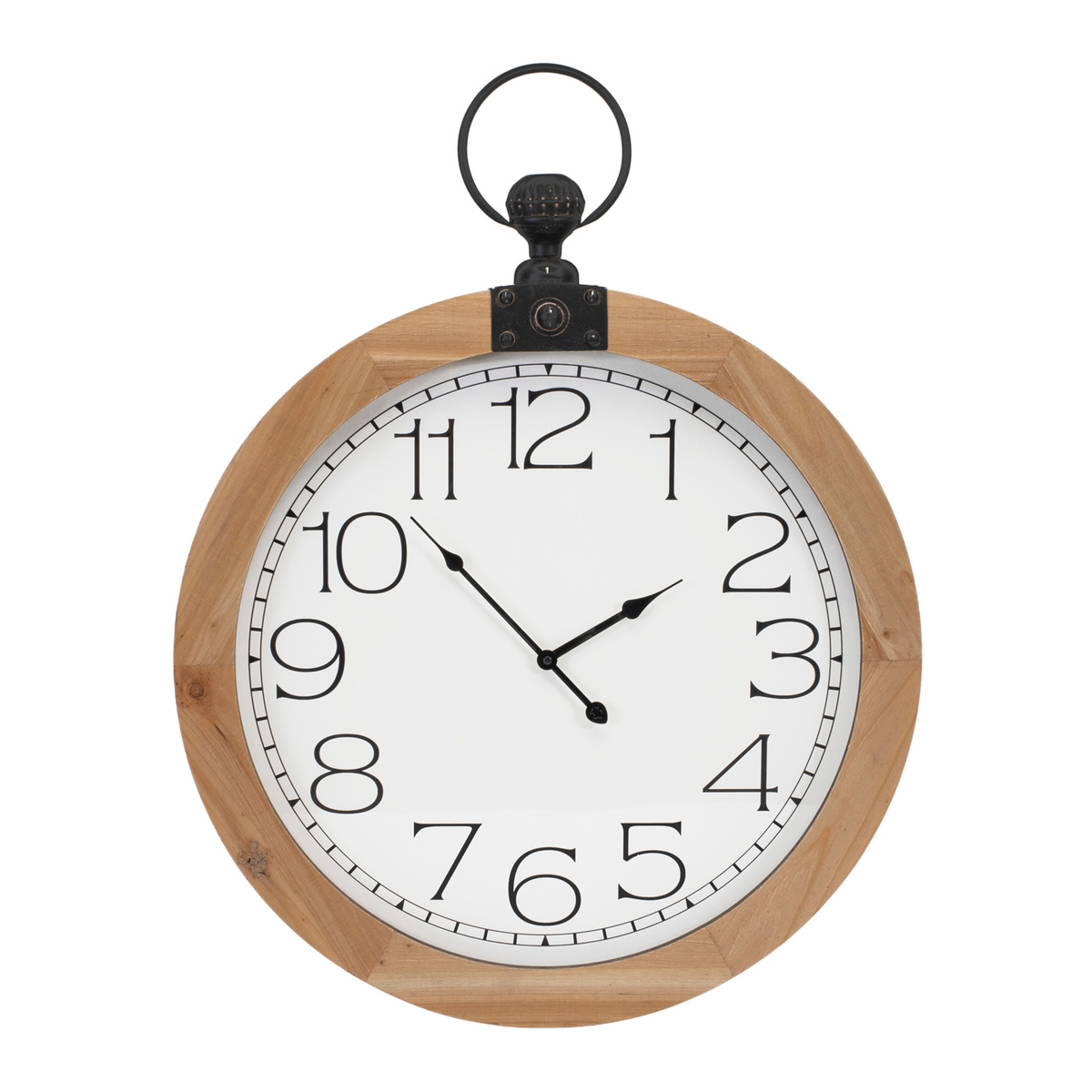 Round Wood Wall Clock Under Glass 23.75"D -Ship Only