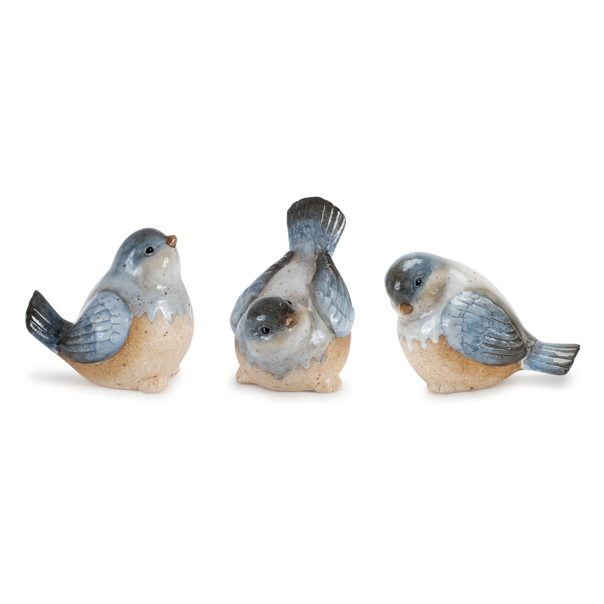Ceramic Bird Figurines with Unglazed Accents (Set of 3) -Ship Only