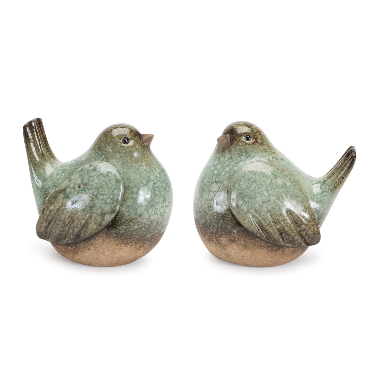 Ceramic Bird Figurines with Unglazed Accents (Set of 4) -Ship Only