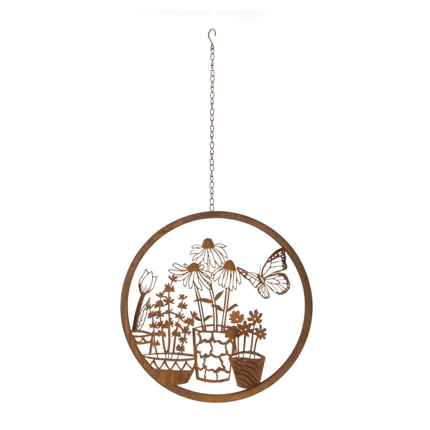 Layered Metal Butterfly Garden Wall Plaque 16"D -Ship Only