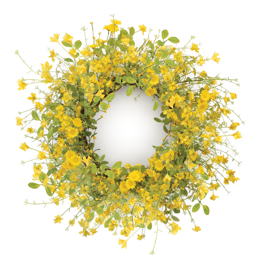 Mixed Daisy Floral Wreath 20"D -Ship Only