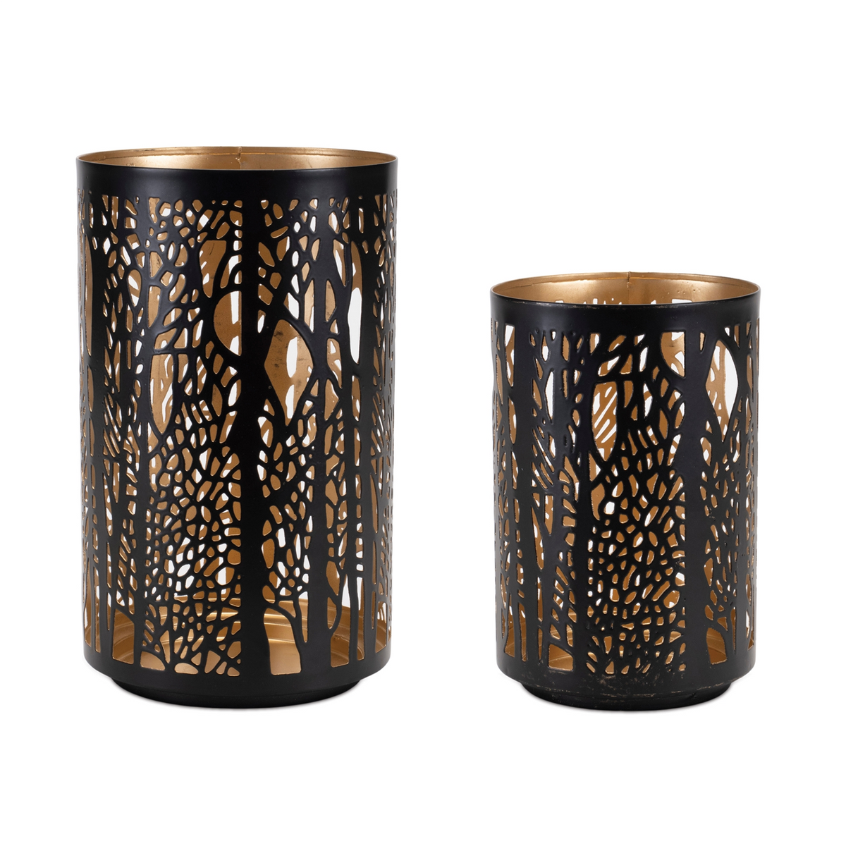 Forest Trees Punched Metal Candle Holder (Set of 2) -Ship Only