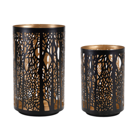Forest Trees Punched Metal Candle Holder (Set of 2) -Ship Only
