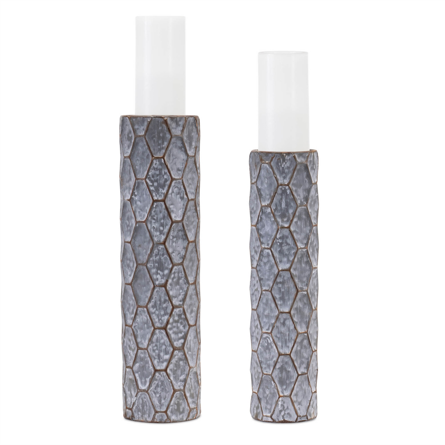 Honeycomb Metal Candle Holder (Set of 2) -Ship Only