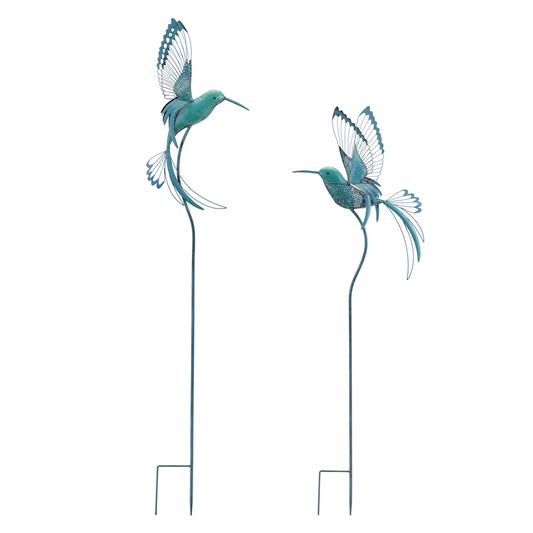 Iron Metal Hummingbird Garden Stake (Set of 2) -Ship Only