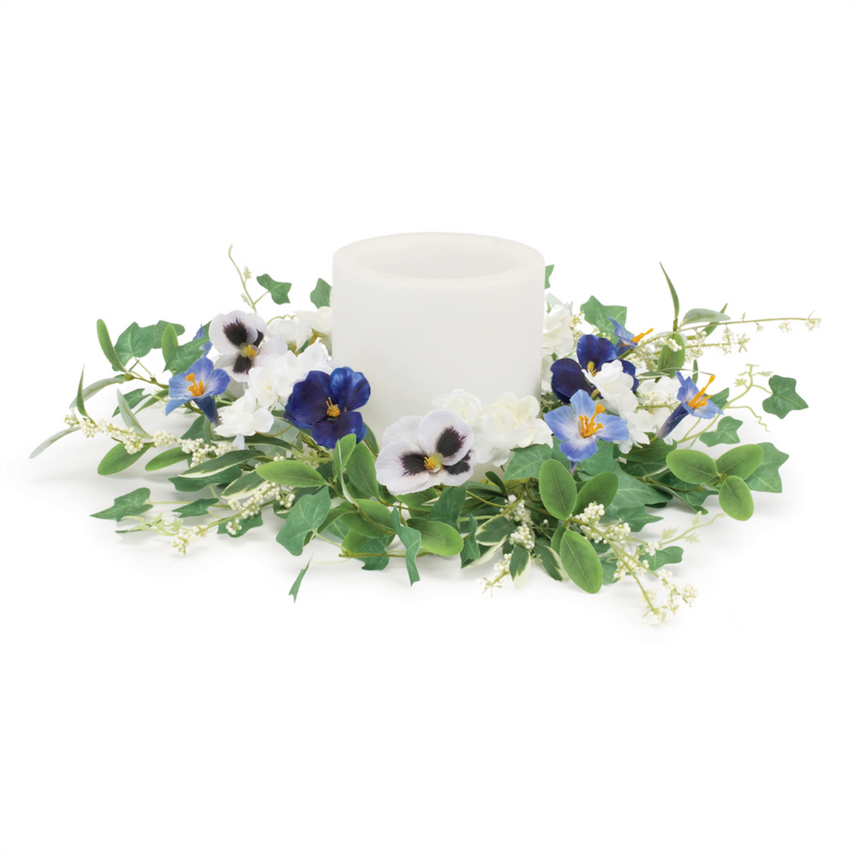 Petunia and Pansy Candle Ring 16"D Polyester  (Fits a 6" Candle) -Ship Only