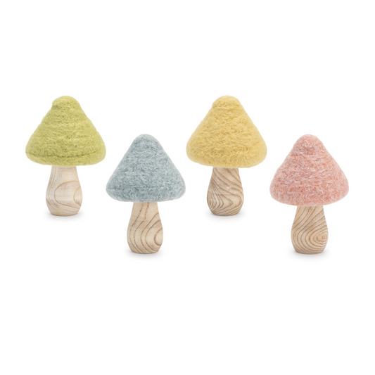 Felt Wood Mushroom Decor (Set of 24) -Ship Only