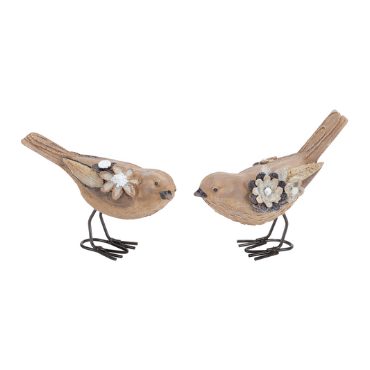 Floral Bird Figurine (Set of 2) -Ship Only