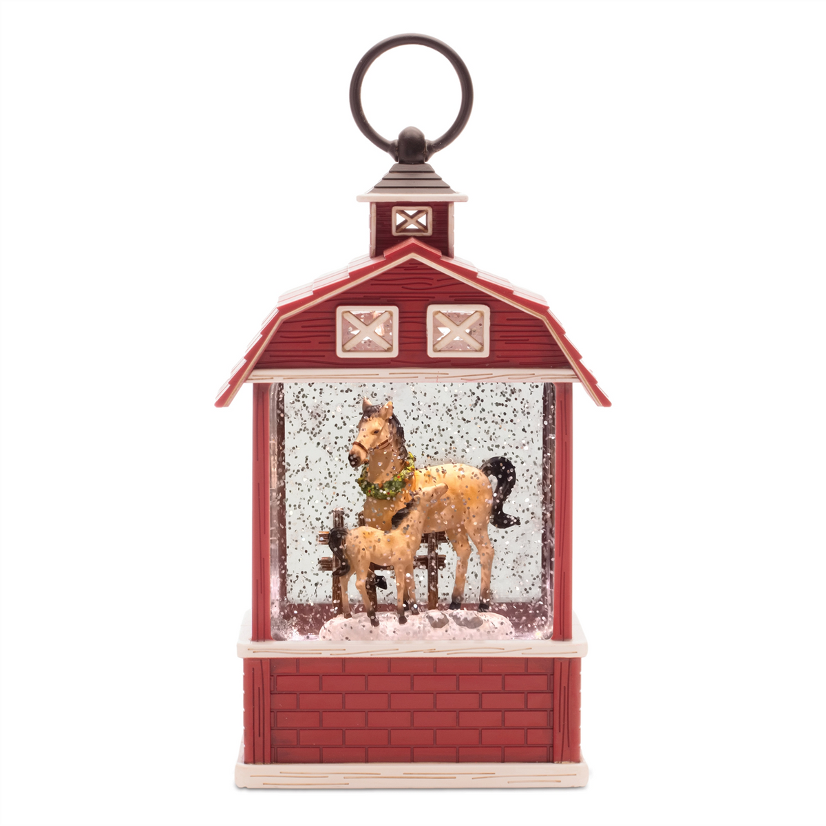 LED Horse Barn Snow Globe 11"H -Ship Only