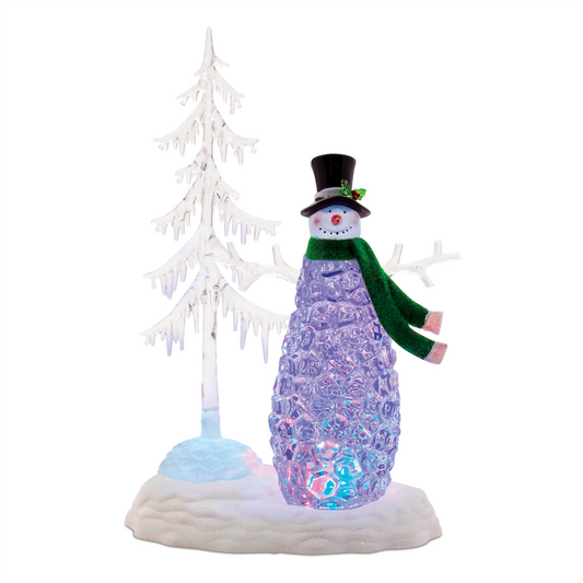 Multicolored LED Snowman with Pine Tree -Ship Only