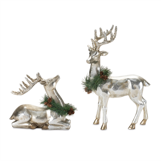 Deer (Set of 2) 7"H, 13.5"H Resin -Ship Only