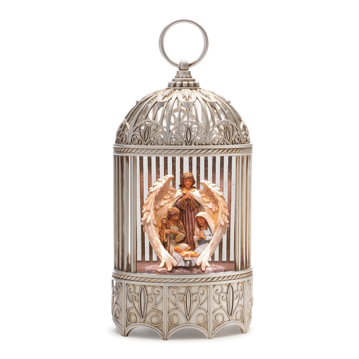 LED Snow Globe w/Holy Family and Angel 11”H Plastic 3 AA Batteries Not Included/USB Cord Included 6 -Ship Only
