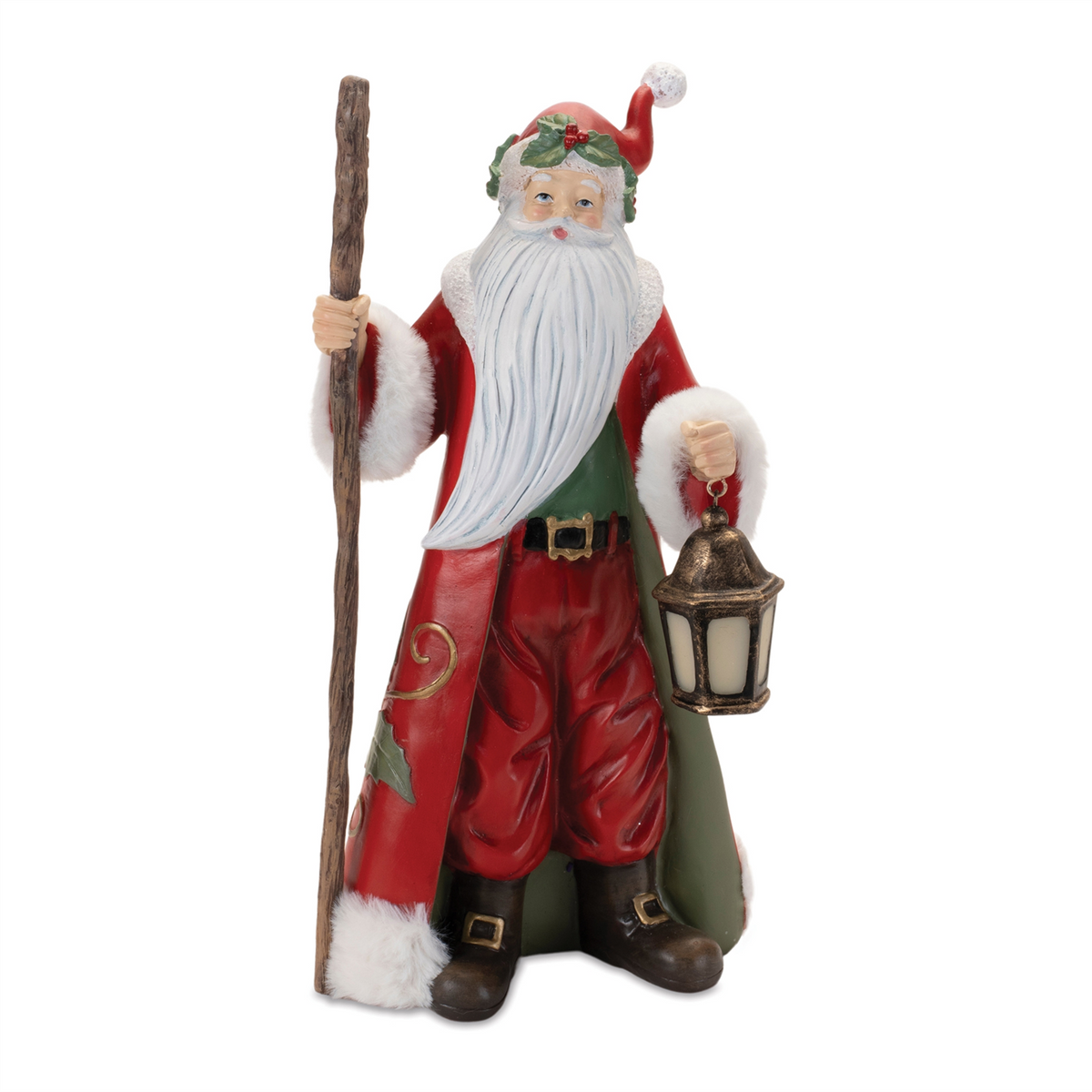 Holiday Santa with Lantern Statue 13.5"H -Ship Only