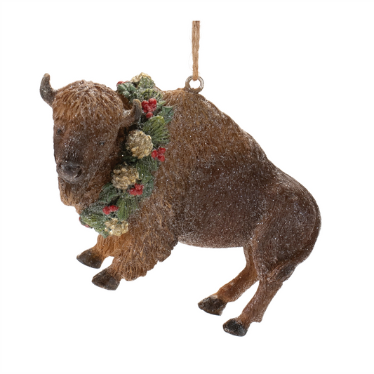 Bison Ornament (Set of 12) 4"L x 2.75"H Resin -Ship Only