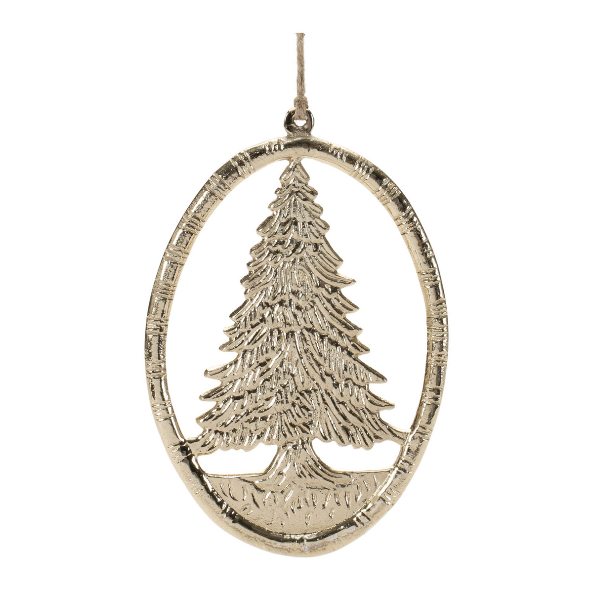 Oval Tree Ornament (Set of 12) 6”H Aluminum -Ship Only