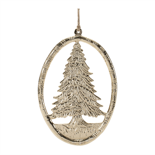 Oval Tree Ornament (Set of 12) 6”H Aluminum -Ship Only