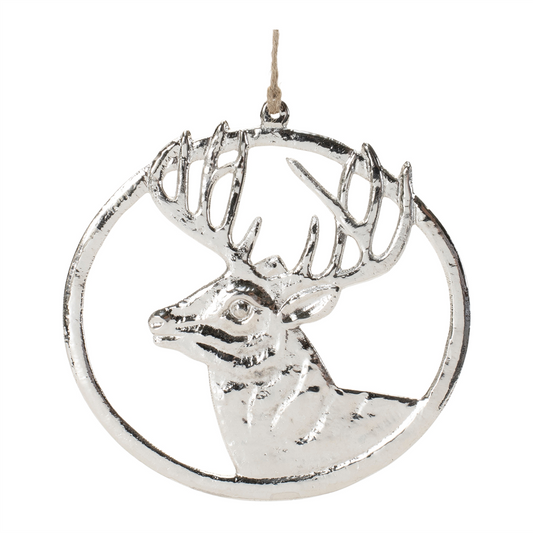 Deer Mount Ornament (Set of 12) 6"H Aluminum -Ship Only