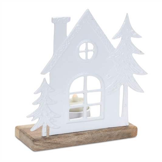 Metal House Tealight Candle Holder (Set of 2) -Ship Only