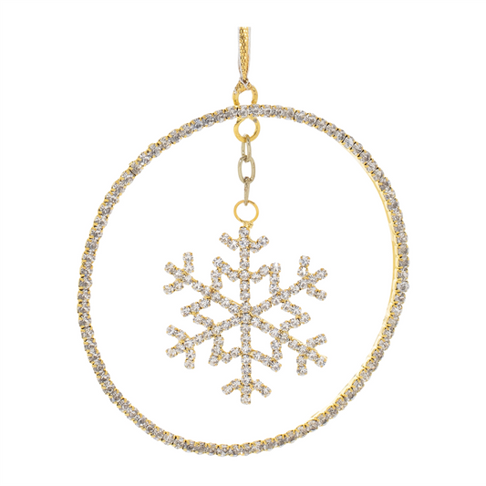 Jeweled Metal Hanging Snowflake Ornament (Set of 12) -Ship Only