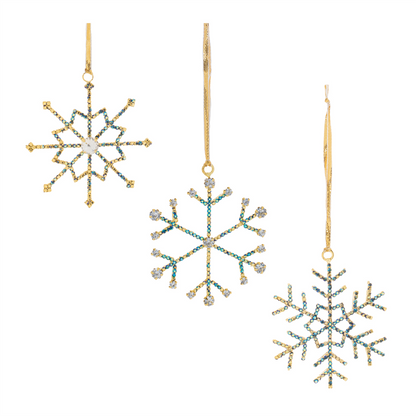 Jeweled Metal Snowflake Ornament (Set of 12)